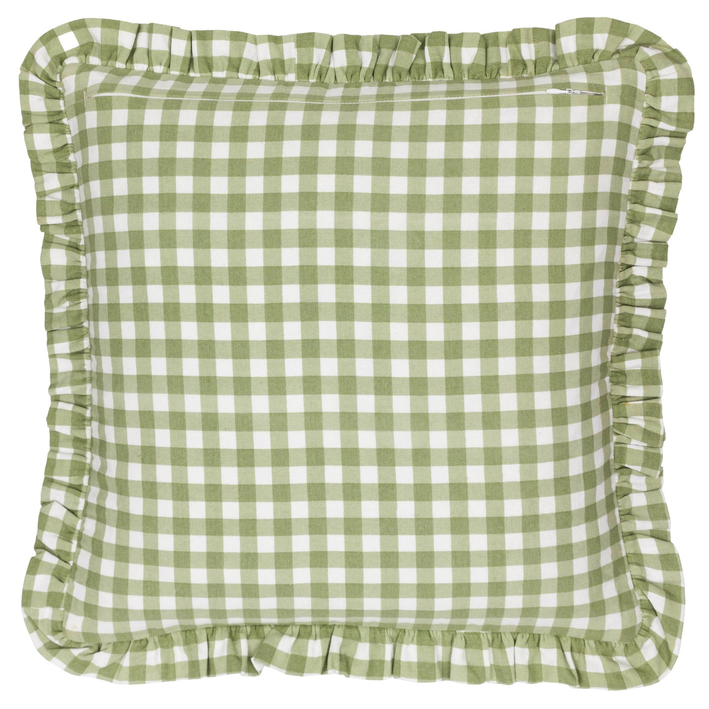Maude Gingham Reversible Piped Cushion Sage
