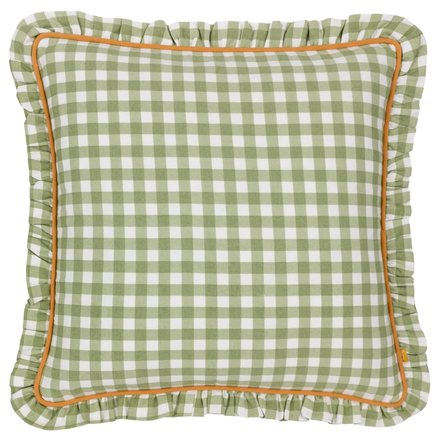 Maude Gingham Reversible Piped Cushion Sage