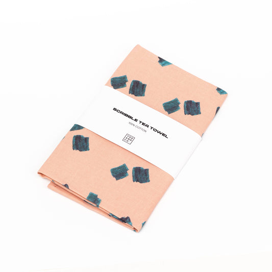 Scribble Tea Towel Pink