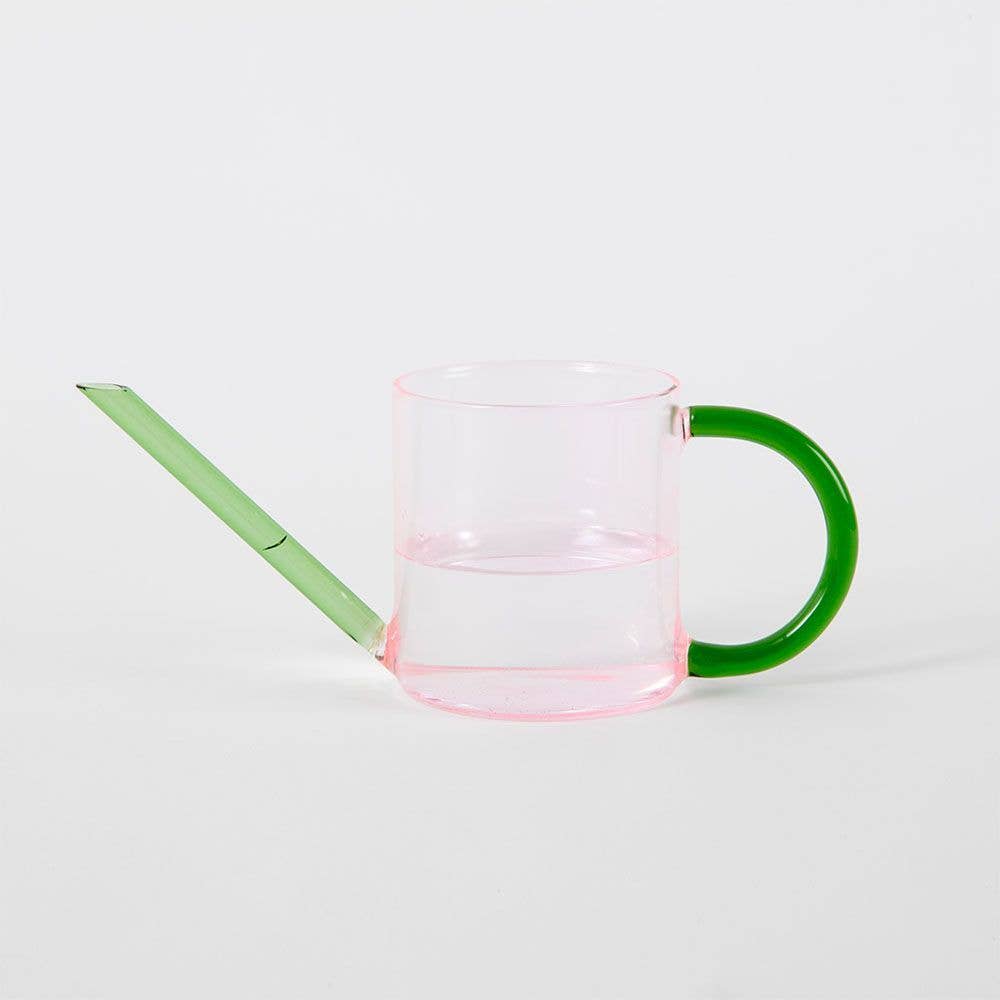 Watering Can Glass Pink / Green St Kew