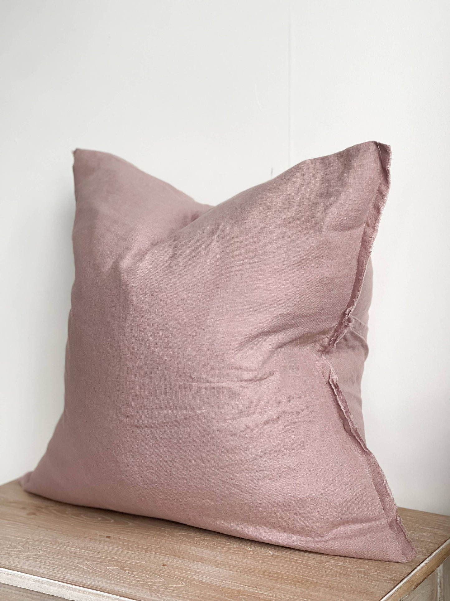 Linen Frayed Edge Cushion, Rose
