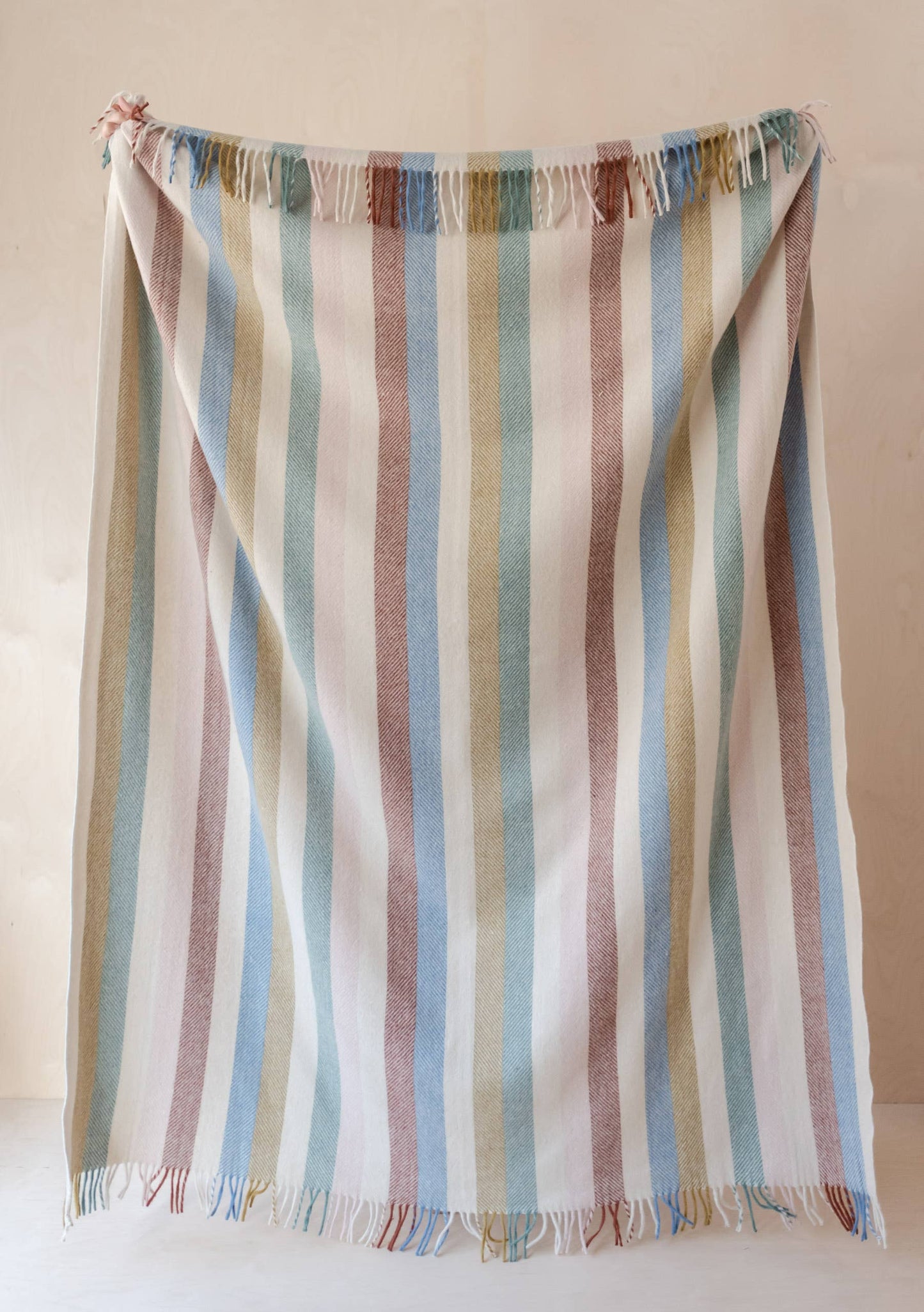 Recycled Wool Blanket in Rainbow Stripe